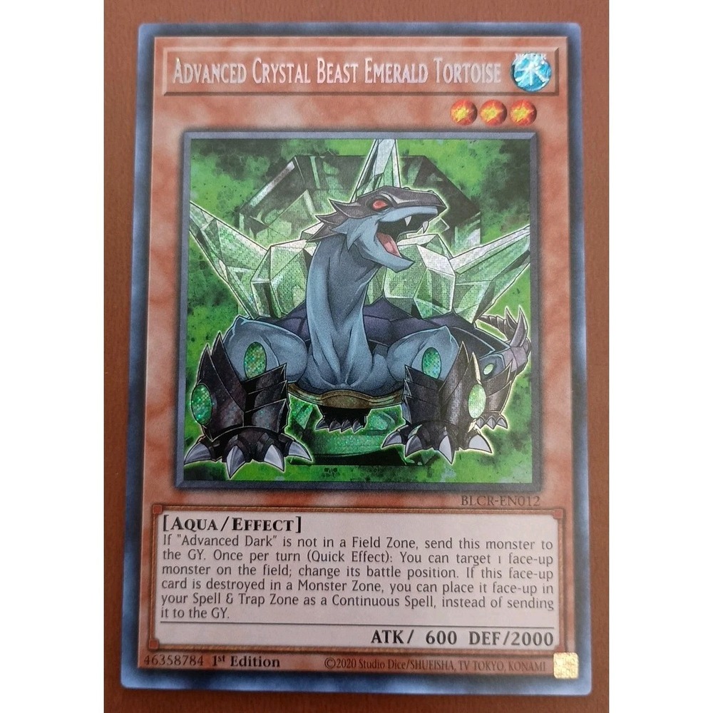 Yugioh Advanced Crystal Beast Emerald Tortoise Secret Rare 1st Ed BLCR-EN012